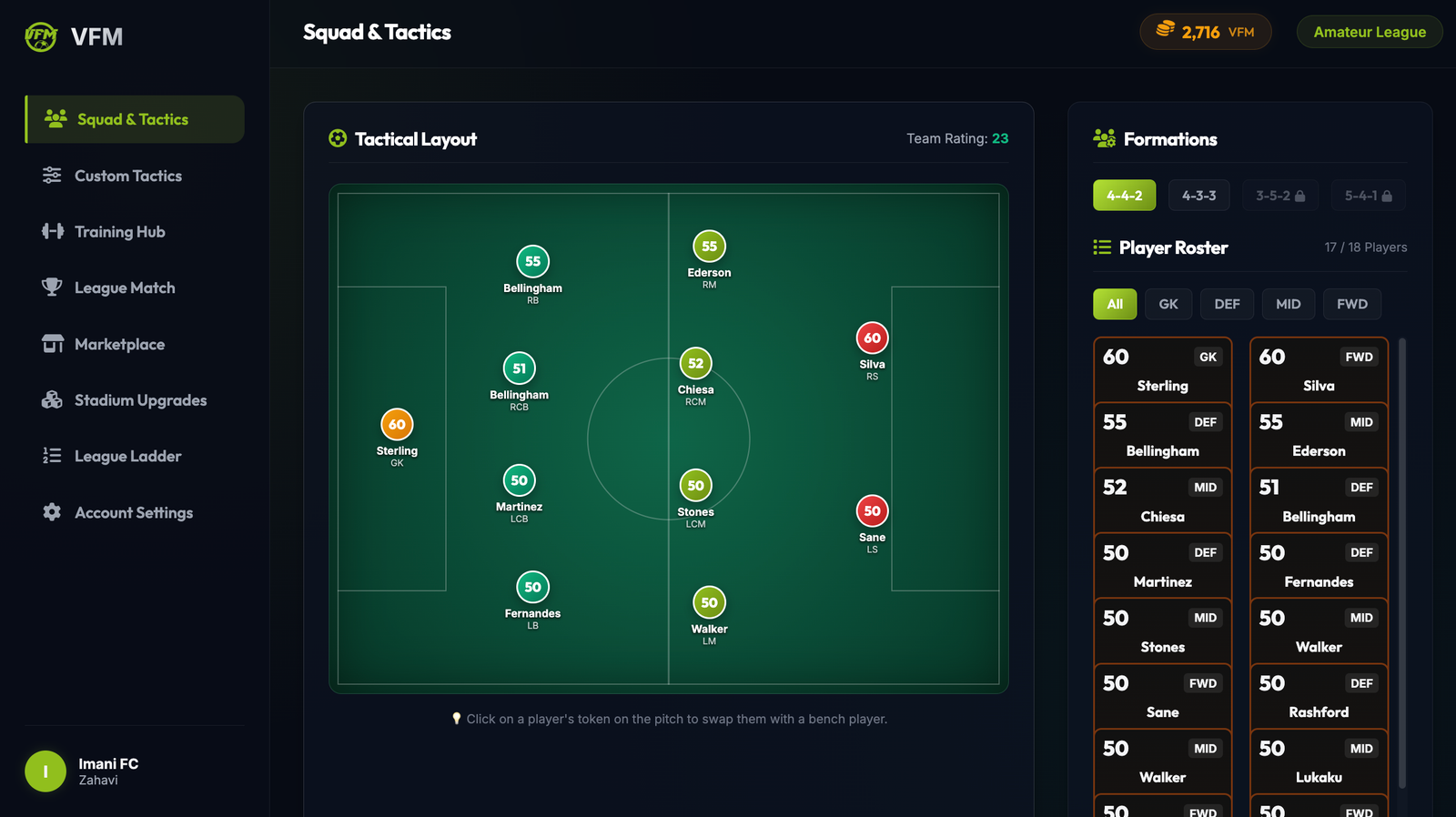 Virtual Football Manager Simulation Engine
